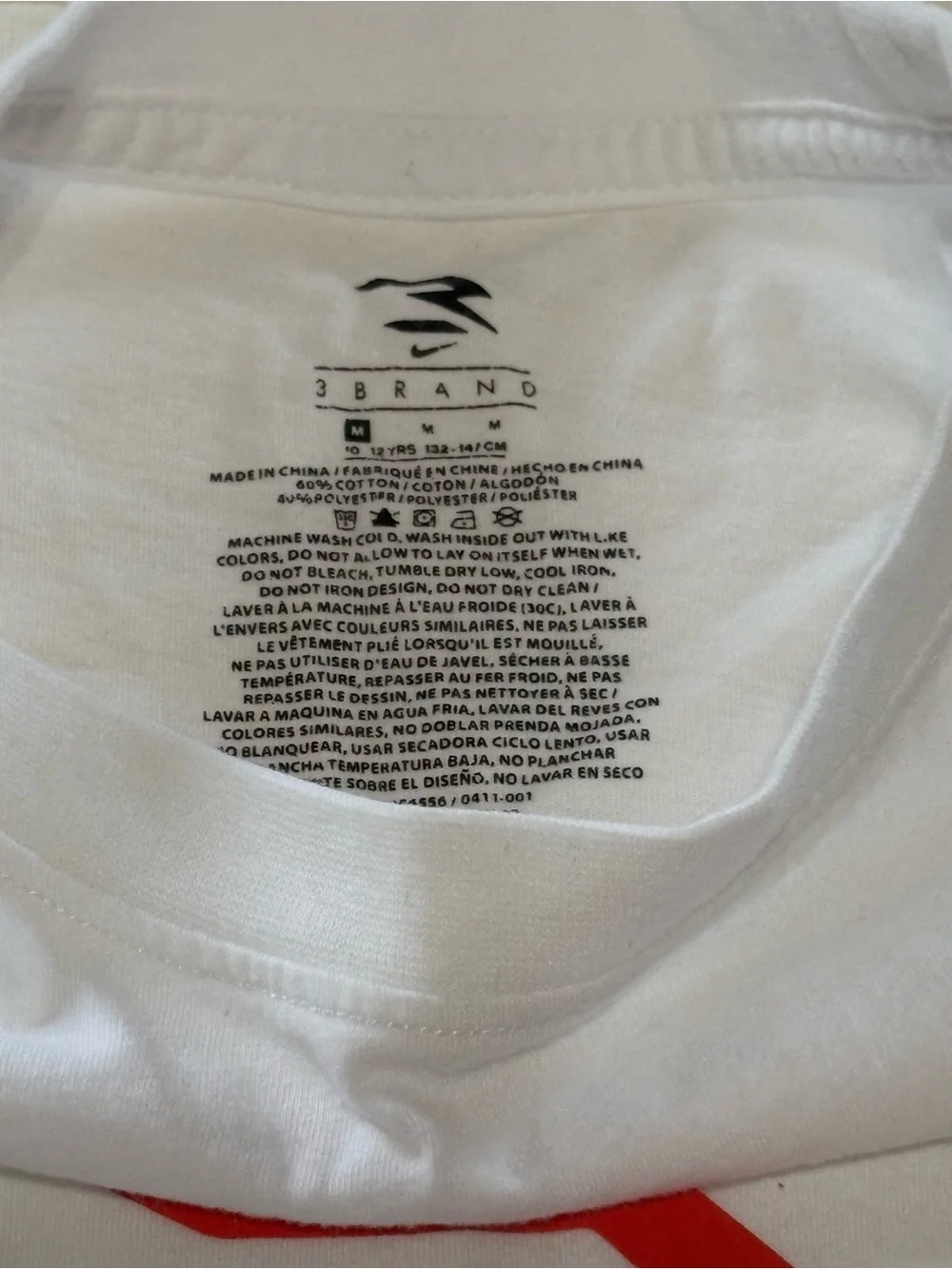 Boys Nike White Short-Sleeve 3 Brand Logo Tee with Red Accent